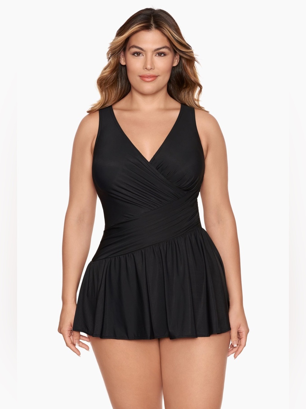 Miraclesuit Women's Swimsuit Size 12 Black Aurora SwimDress One Piece Minimalist
